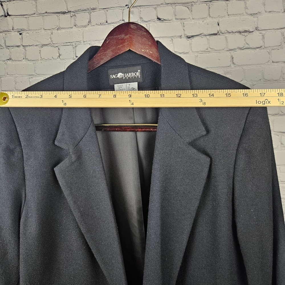 Sag Harbor Petite Black‎ 100% Wool Blazer Jacket Size 12P F02073C Professional - Picture 3 of 8